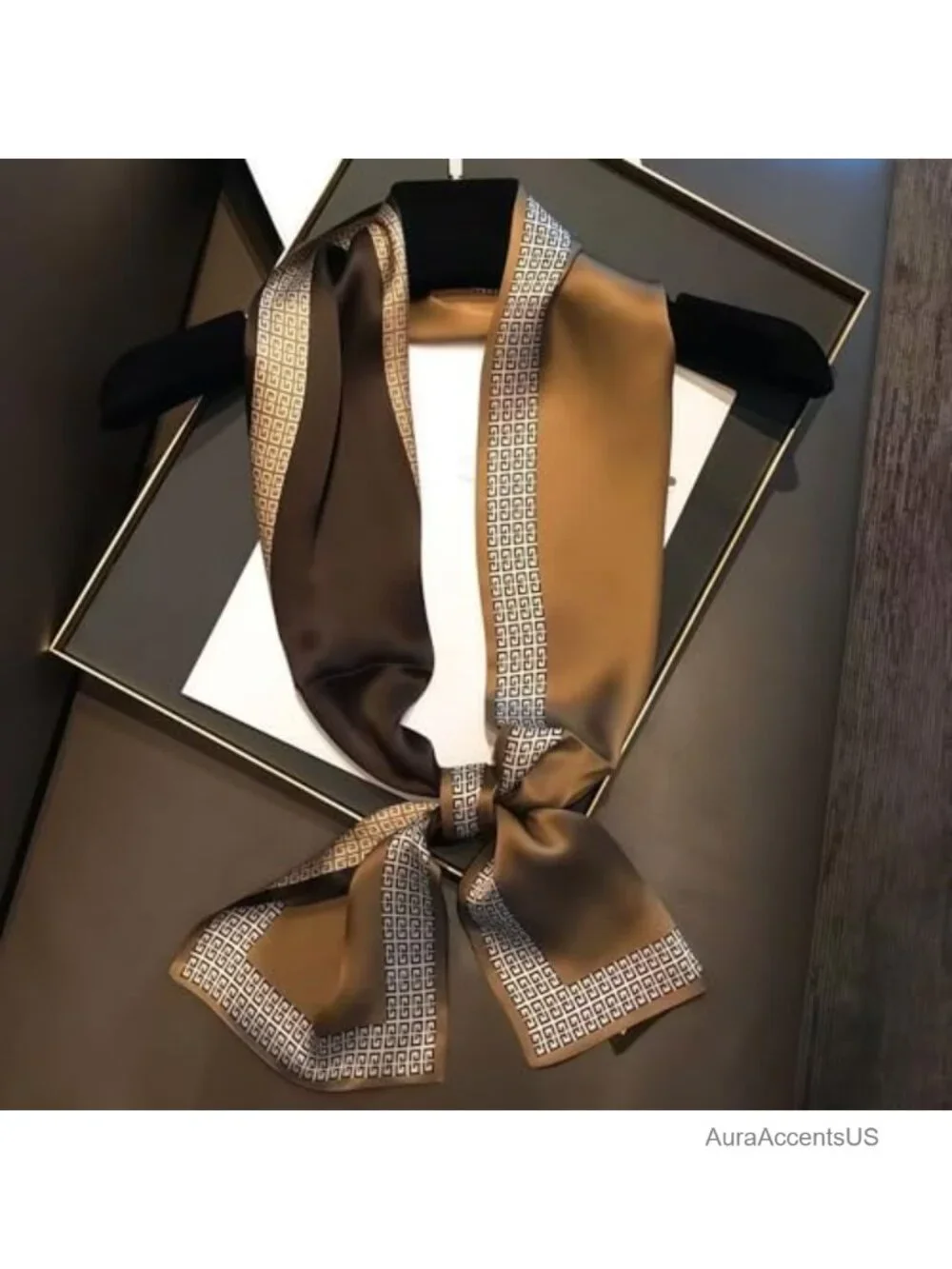 100% Mulberry Silk Scarf for Women, Classic Timeless Pattern, Small Neck Wrap